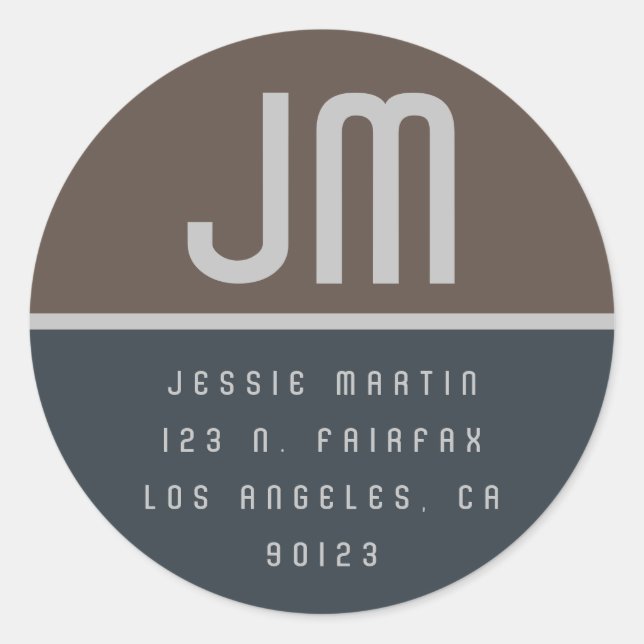 Modern Muted Colours Return Address Classic Round Sticker (Front)