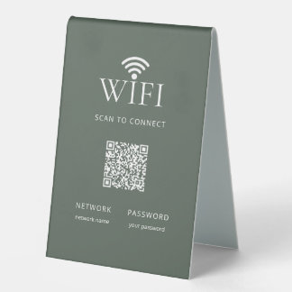 Modern Muted Green WiFi Network Password QR Code
