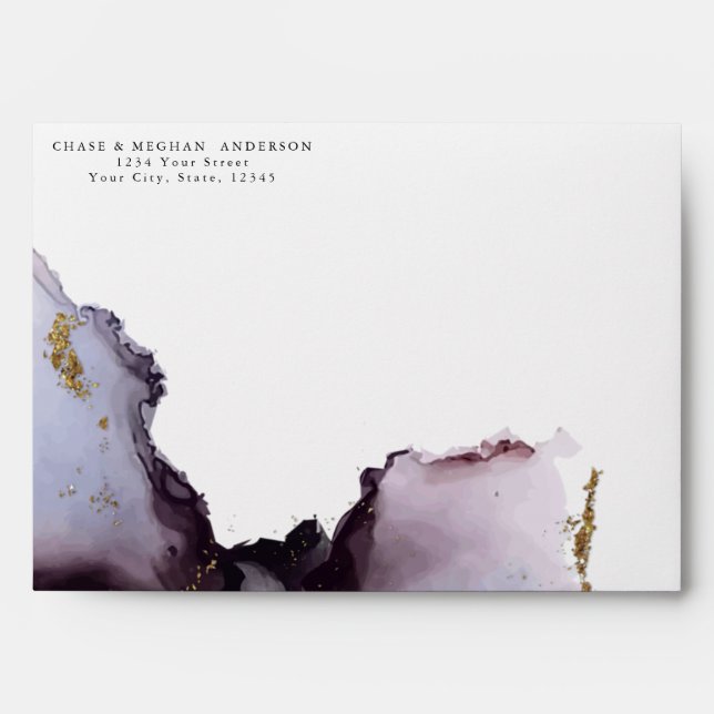 Modern Muted Heather Purple  Abstract Envelope (Front)