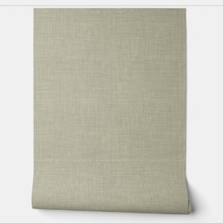 Modern Muted Olive Home Office Linen Look Texture Wallpaper