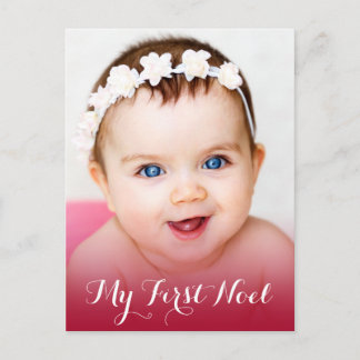 Modern My First Christmas Baby Photo Red Holiday Postcard