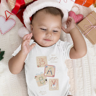Modern My First Merry Christmas Baby Birth Bodysuit