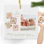 Modern My First Merry Christmas Photo Baby Birth Ceramic Ornament<br><div class="desc">🎁 My festive Ornament harmonise beautifully with the theme, making it perfect as gift or keepsakes for family and friends. _____________________________ ***this design is part of a christmas holiday collection*** Embrace the magic of Christmas and the beauty of new beginnings with our First Merry Little Christmas Baby Announcement Collection. Share...</div>
