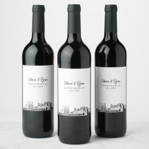 Modern Myrtle Beach Wedding Custom Wine Label