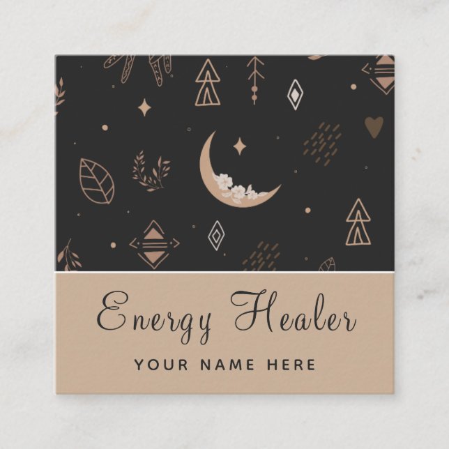 Modern Mystic Pattern Energy Healer Psychic Medium Square Business Card (Front)