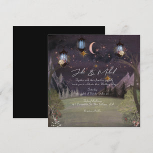 Modern Mystical Magical Woodland Night Wedding Invitation