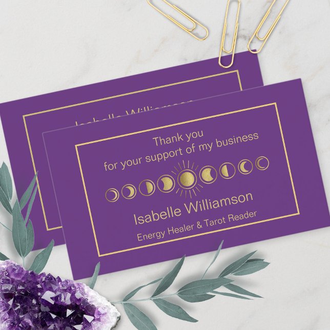 Modern Mystical Moon Phase Customer Thank You Business Card (Creator Uploaded)