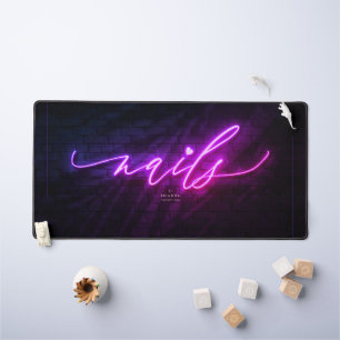 Modern Nail Art Nails Salon Manicure Neon Purple Desk Mat
