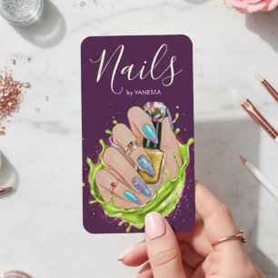Modern Nail Art Studio Stylish Manicurist Artist Business Card