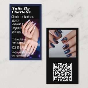 Modern Nail Artist Beauty Salon Black Instagram Business Card