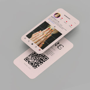 Modern Nail Artist Beauty Salon Instagram Pink Business Card