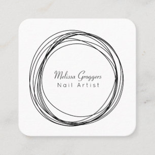 Modern Nail Artist Faux Gold Circulars Hand Drawn Square Business Card