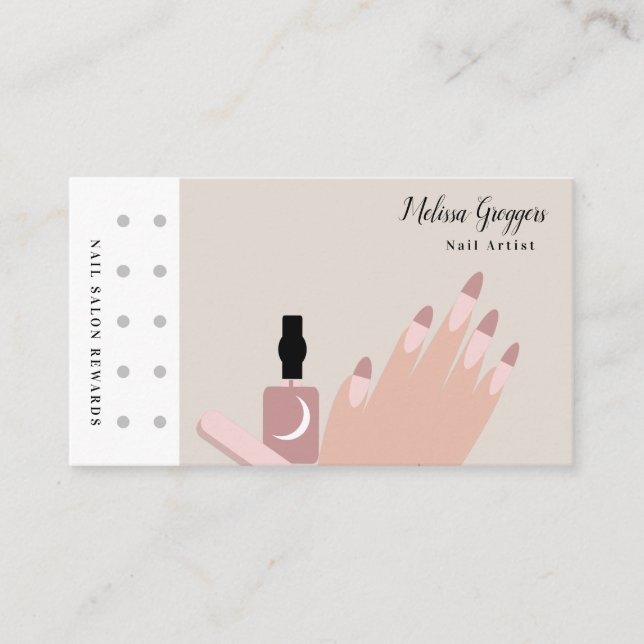 Modern Nail Artist Logo Reward Business Card (Front)