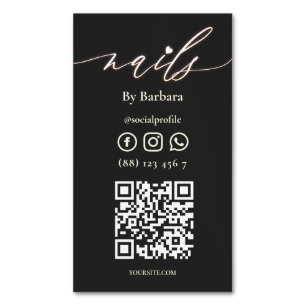 Modern Nail Artist Manicure Beauty Salon QR Magnetic Business Card