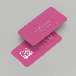 Modern Nail Artist Nail Salon Pink Gold Monogram Business Card