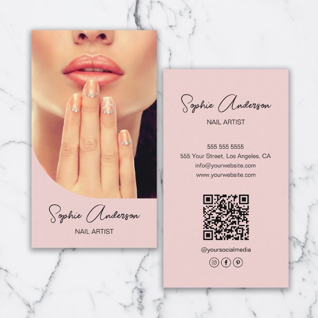 Modern Nail Artist Pink Business Card (Modern Nail Artist Pink Business Card)