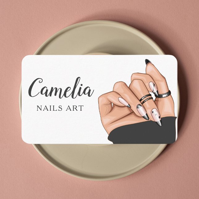 Modern Nail Artist Salon Qr Code Business Card (Creator Uploaded)