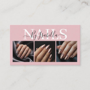 Modern Nail Artist Three Photo Typography Business Card