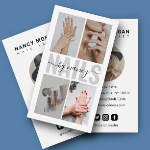 Modern Nail Artist Typography Photo Collage Business Card