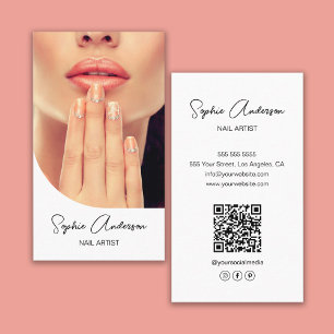 Modern Nail Artist White Business Card
