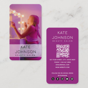 Modern Nail Beaty Salon Makeup Artist Photo Purple Business Card