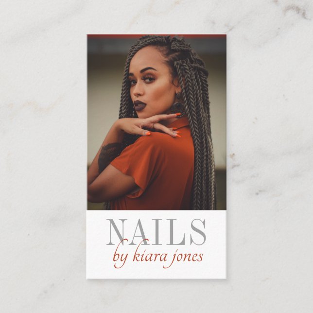 Modern Nail Salon Photo  Business Card (Front)