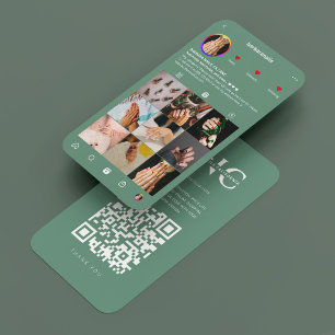 Modern Nail Tech Beauty Salon Dusty Blue IG Business Card