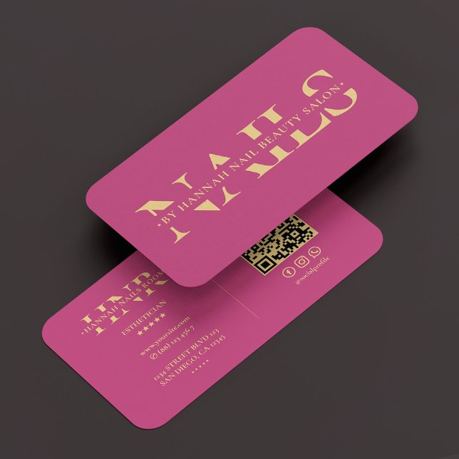 Modern Nail Tech Monogram Nails Manicurist Pink Business Card (Modern Nail Tech Monogram Nails Manicurist Pink Business Card
)