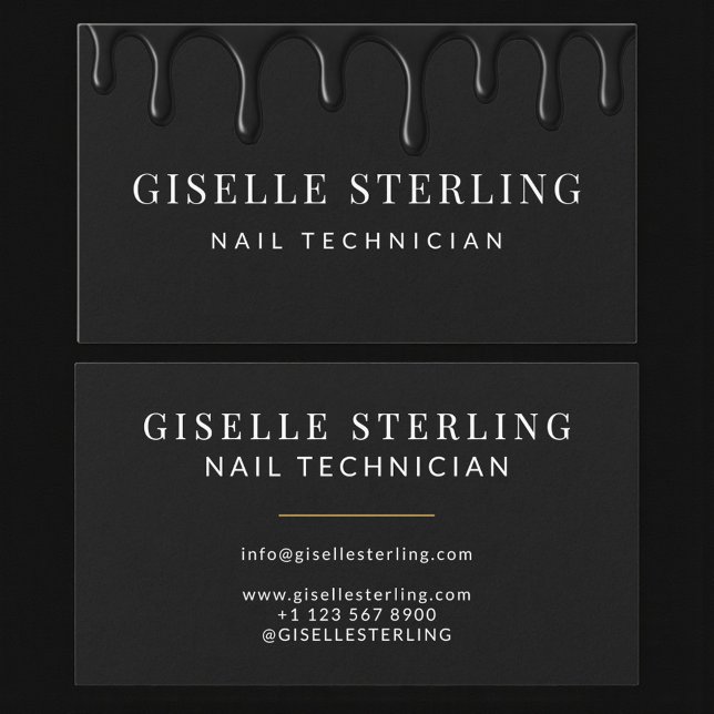 Modern Nail Technician Black  Business Card (Creator Uploaded)