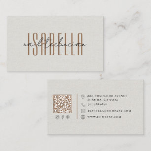 Modern Nail Technician Faux Linen Script Business Card