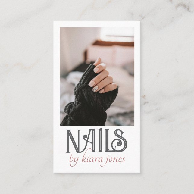 Modern Nail Technician Nail Salon Photo Business Card (Front)