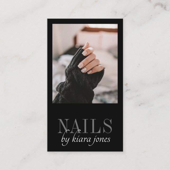 Modern Nail Technician Nail Salon Photo Business Card (Front)