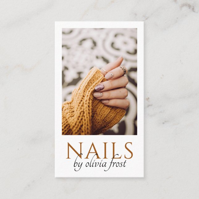 Modern Nail Technician Nail Salon Photo Business Card (Front)