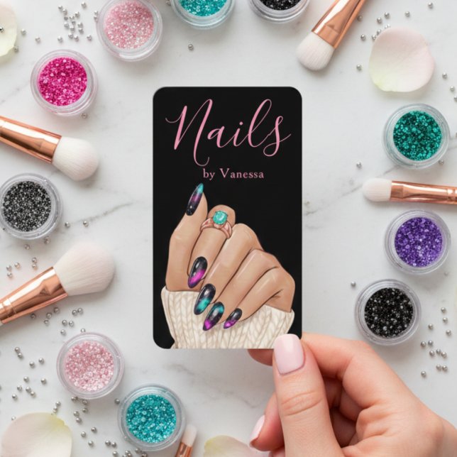 Modern Nail Technician Nails Art Salon Qr Code Business Card (Creator Uploaded)