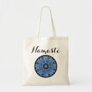 Modern Namaste Blue Mandala Tote Bag