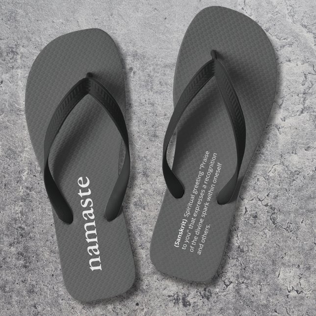 Modern Namaste Gift For Yoga Teacher Black Simple Flip Flops (Creator Uploaded)
