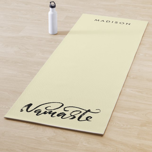 Modern Namaste Name Citrine White Yoga Mat (In Situ)