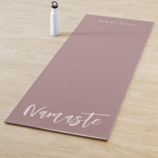 Modern Namaste Name Rose Brown  Yoga Mat (In Situ)