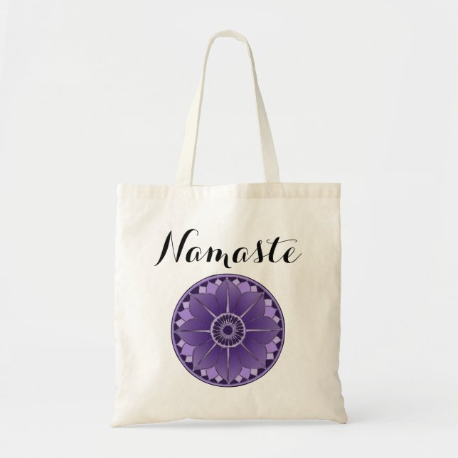 Modern Namaste Purple Mandala Tote Bag (Front)