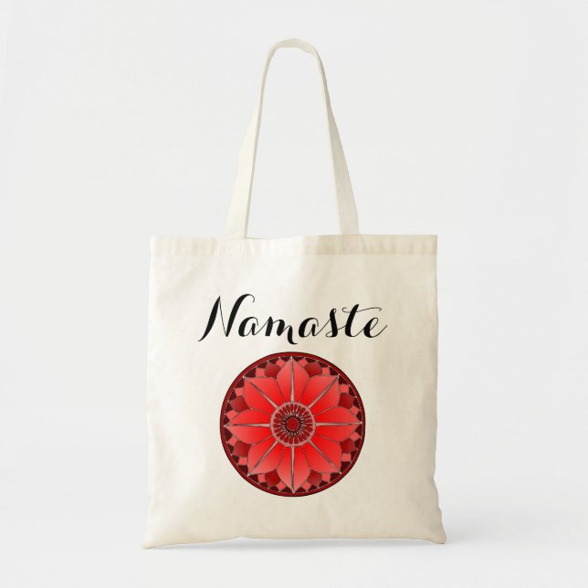 Modern Namaste Red Mandala Tote Bag (Front)