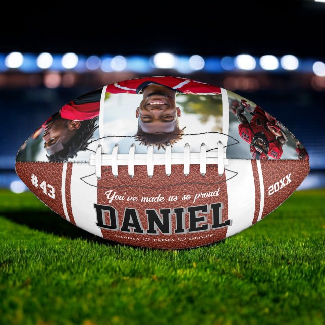 Modern Name and Text Photo Keepsake Gift American Football (Creator Uploaded)