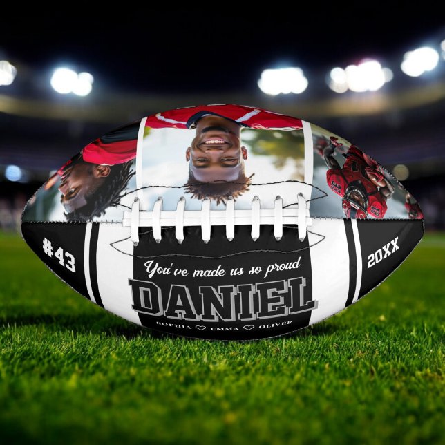Modern Name and Text Photo Keepsake Gift American Football (Creator Uploaded)