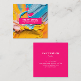 Modern Name Artwork Artist Art Studio Square Business Card