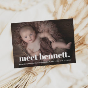 Modern Name Baby Photo Birth Announcement