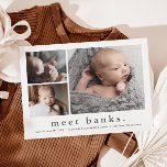 Modern Name Baby Photo Collage Birth Announcement Postcard<br><div class="desc">A sweet 3 photo collage birth announcement featuring a simple modern name 3 photo collage on the front. The back is a mailable postcard with a large full name header and personal message from the family. Click the edit button to customise this design with your photos and details.</div>
