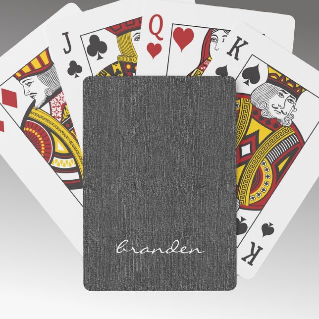 Modern Name Black Denim Print Playing Cards (Creator Uploaded)