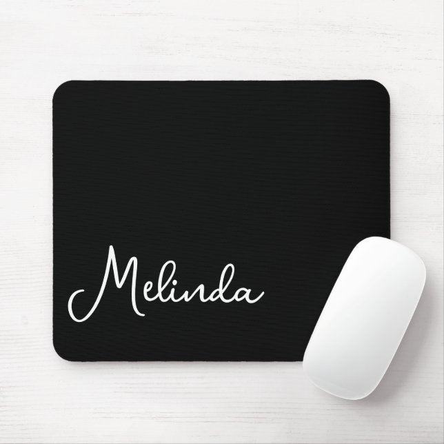 Modern Name Chic Black & White Mouse Mat (With Mouse)