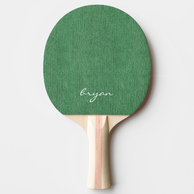 Modern Name Cool Green Denim Print Ping Pong Paddle (Front)