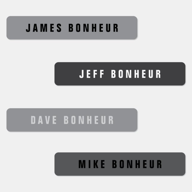 Modern Name | Greys Black & White Iron-on Clothing (Group)