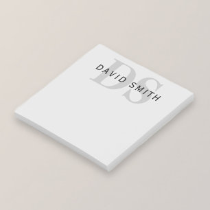 Modern Name & Monogram Editable Grey & Black Post-it Notes